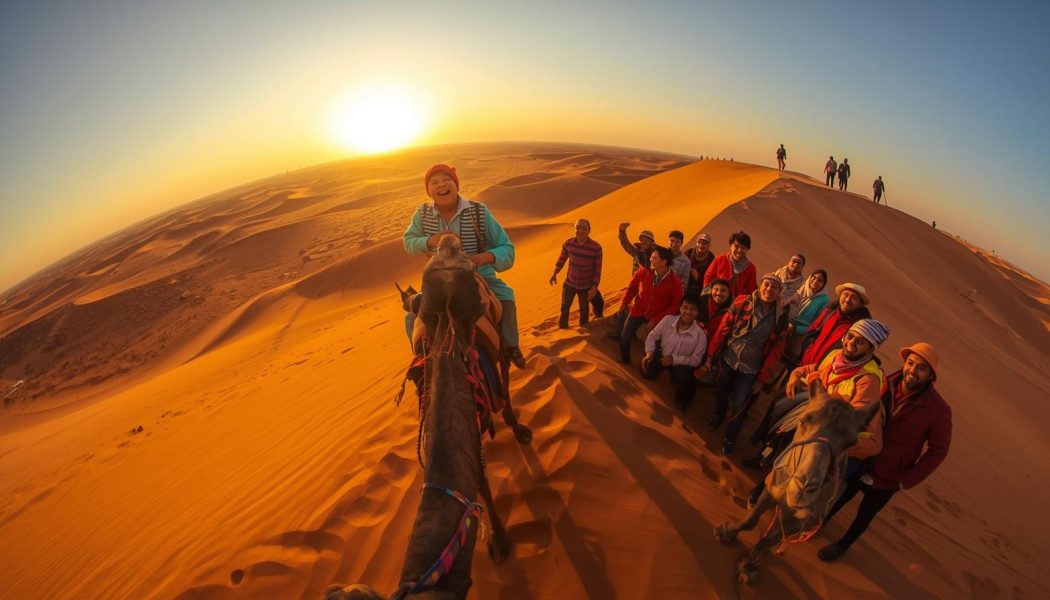 create picture desert safari with people enjoying there (1)